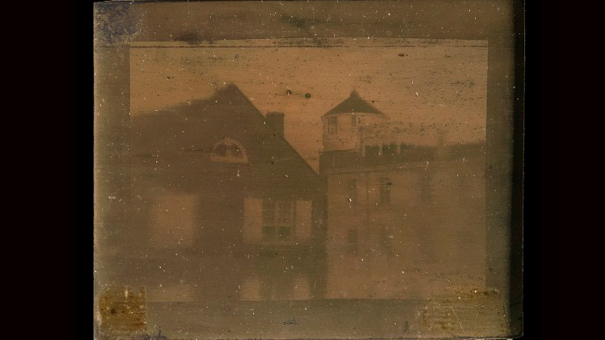  This image, which is in the collection at the Historical Society of Pennsylvania, is thought to be the oldest extant daguerreotype in the United States. It is small — barely 2 inches square. (Image used with permission, courtesy of Historical Society of Pennsylvania) 