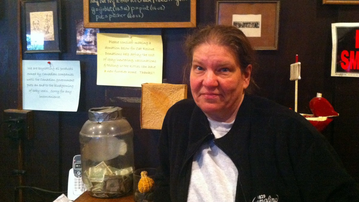  Doobie's owner Patty Brett has banned Eagles games from the bar's TVs until the team releases Michael Vick. (Elizabeth Fiedler/WHYY) 