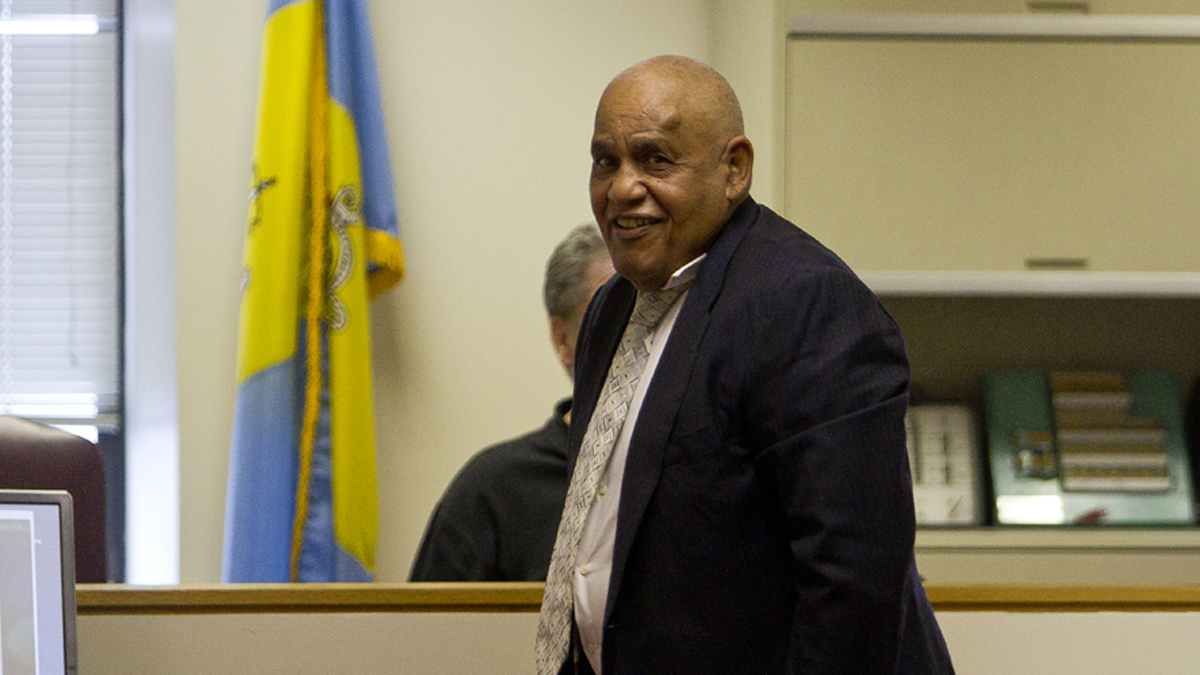  Mayoral Candidate Milton Street before the start of a hearing challenging his residency and party affiliation. (Brad Larrison/for NewsWorks) 