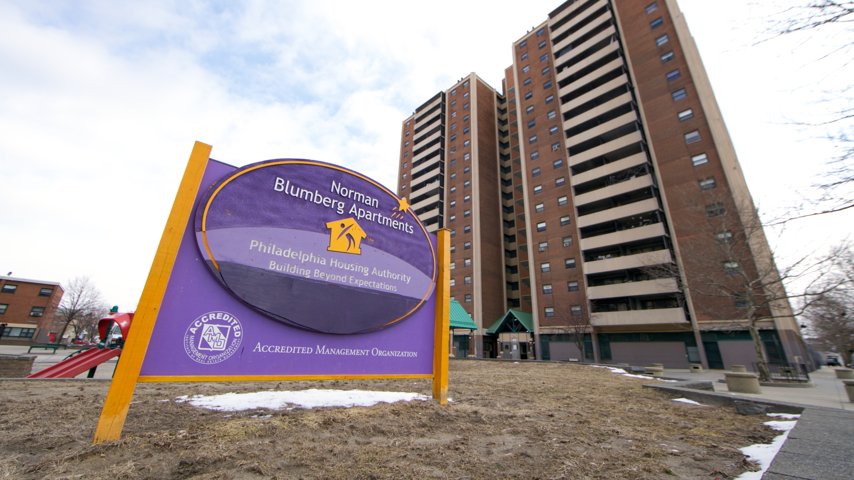  The Philadelphia Housing Authority will receive a discounted rate from labor unions on construction projects, such as the Norman Blumberg Apartments at 2311 W. Jefferson Street. (Nathaniel Hamilton/For NewsWorks) 