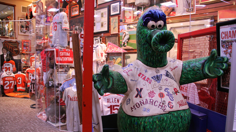 The items on display at the DePace museum, about 15 percent of the total collection, focus on Philly sports. (Emma Lee/WHYY)