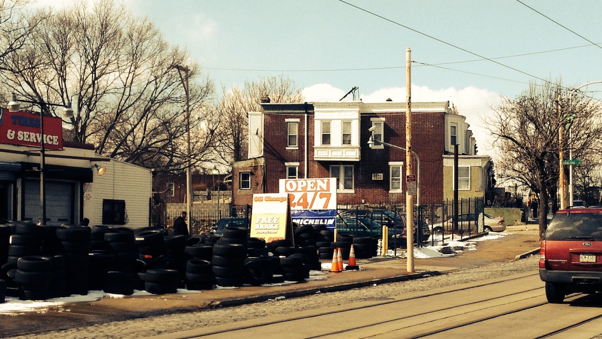  A view of what some residents deem an eyesore at the corner of West Rockland St. and Germantown Ave. (Brian Hickey/WHYY) 