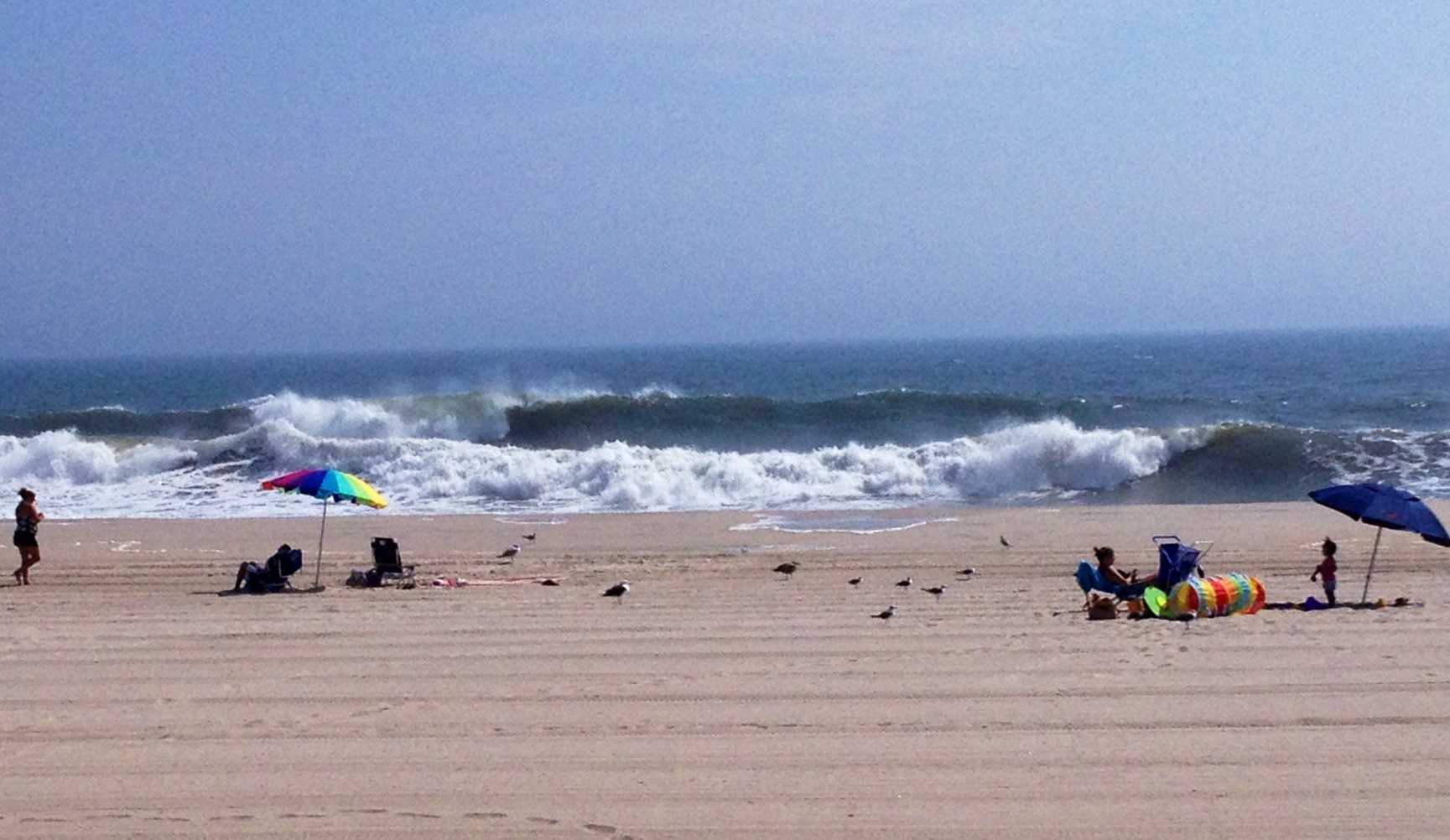  Beachgoers near Casino Pier in Seaside Heights around noon today. (Photo: Justin Auciello/Jersey Shore Hurricane News) 