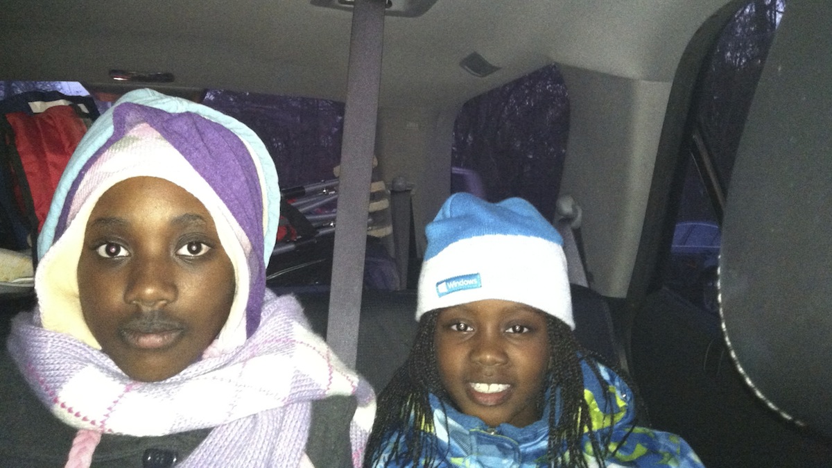  Adelle's daughters,  Kenniyah and Aziyah, shortly after Sandy hit their Staten Island home last year. (Jen Bradley/for NewsWorks) 