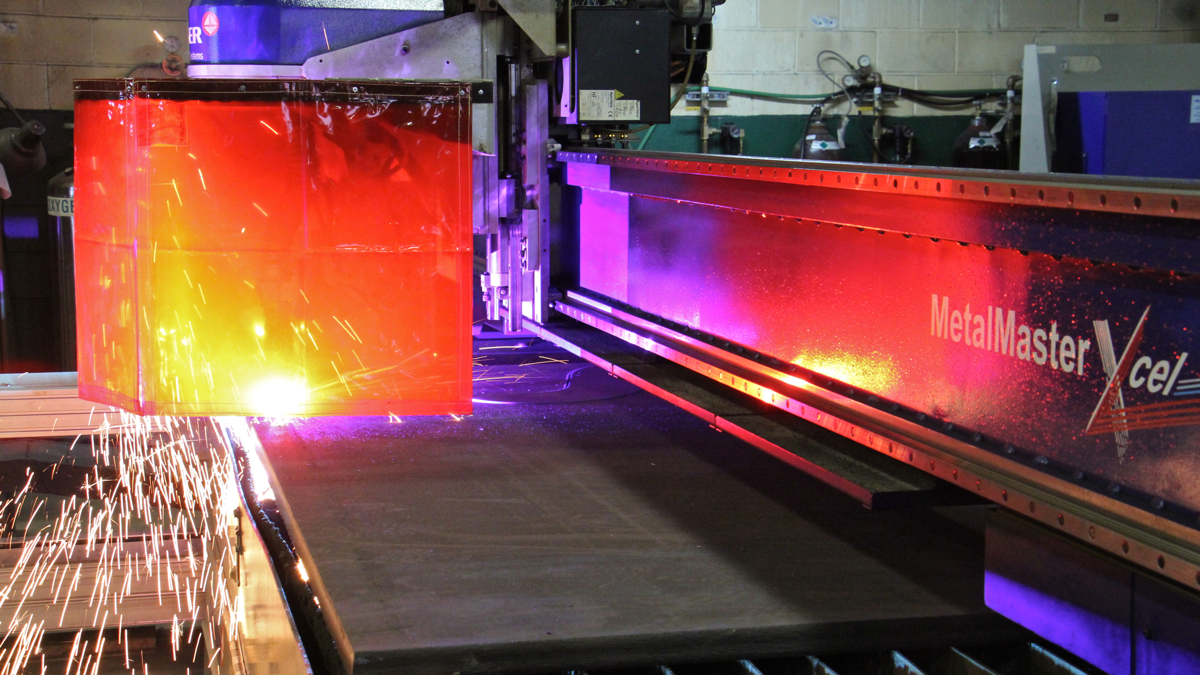 A plasma cutter at PennFab in Bensalem