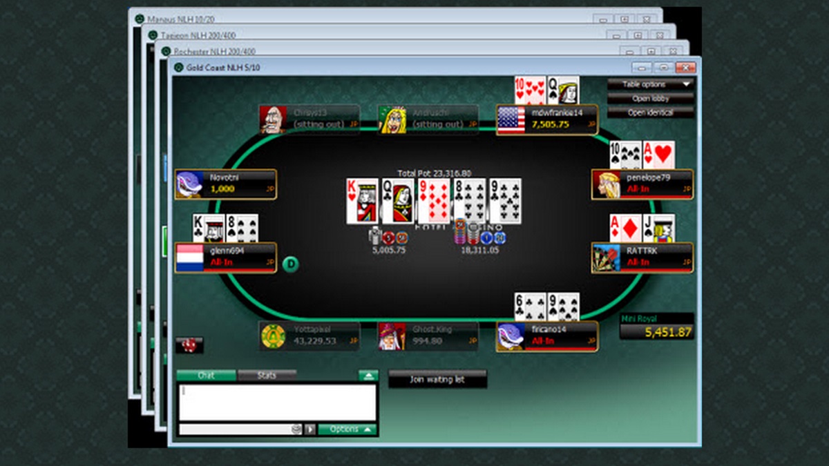  A poker table at Dover Downs online casino. 