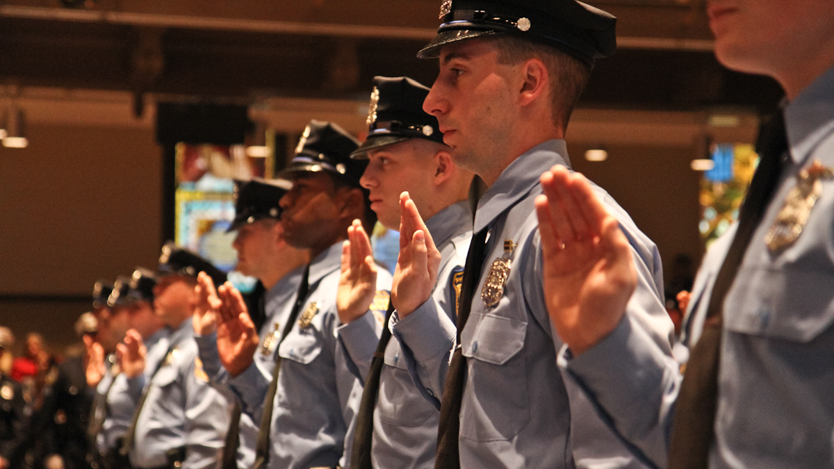 New PPD officers are sworn into into duty Friday. (Kimberly Paynter/WHYY)