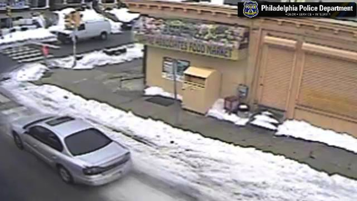  Surveillance footage of the alleged getaway car. (Image courtesy of Philadelphia Police) 