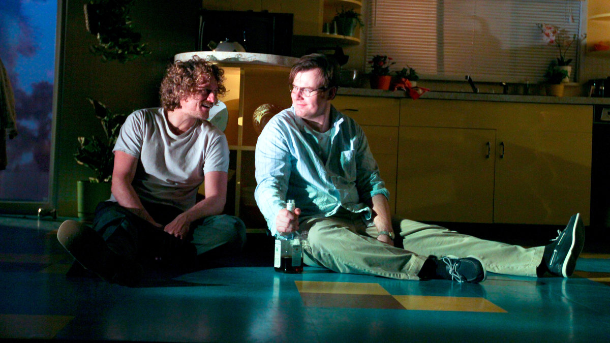  Brian Osborne (left) and Jeb Kreager in Theatre Exile's production of 
