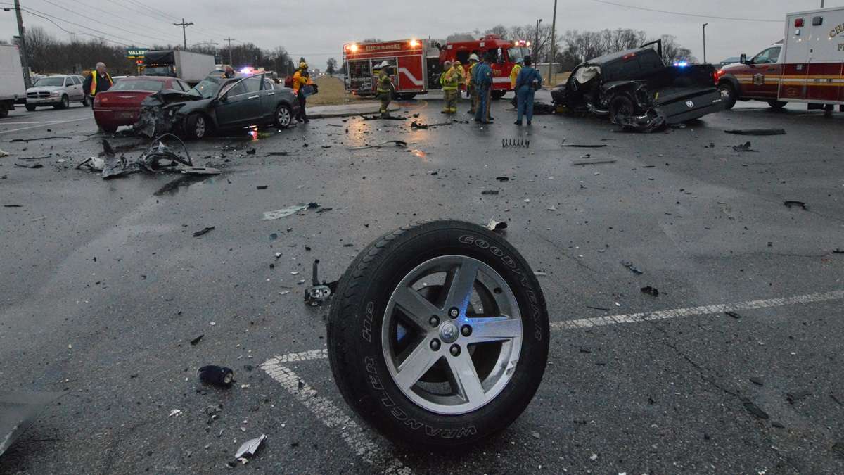  A woman was killed in this six car accident on Rt. 13 at Red Lion Rd. in Bear back in February. (John Jankowksi/for NewsWorks) 