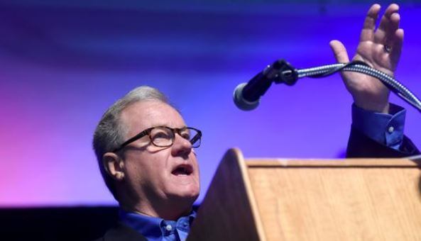 State Sen. Scott Wagner addresses the crowd during a Veterans Day breakfast held at the York Expo Center in November. Wagner expanded Pennsylvania's latest 