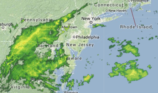  10 a.m. radar image via Weather Underground.  