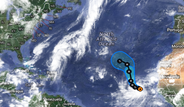  Tropical Storm Humberto's expected track five-day track. (Image: National Hurricane Center) 