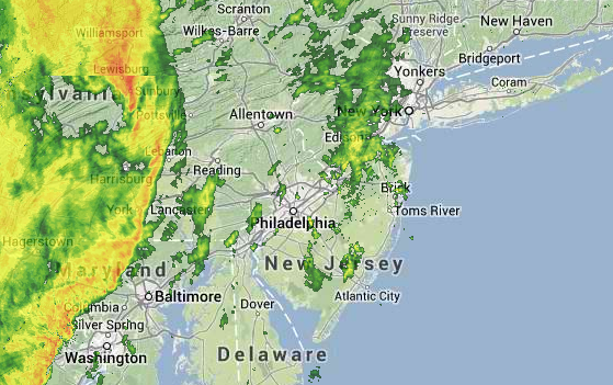  Radar imagery at 11:07 a.m. today. (Image: Weather Underground) 