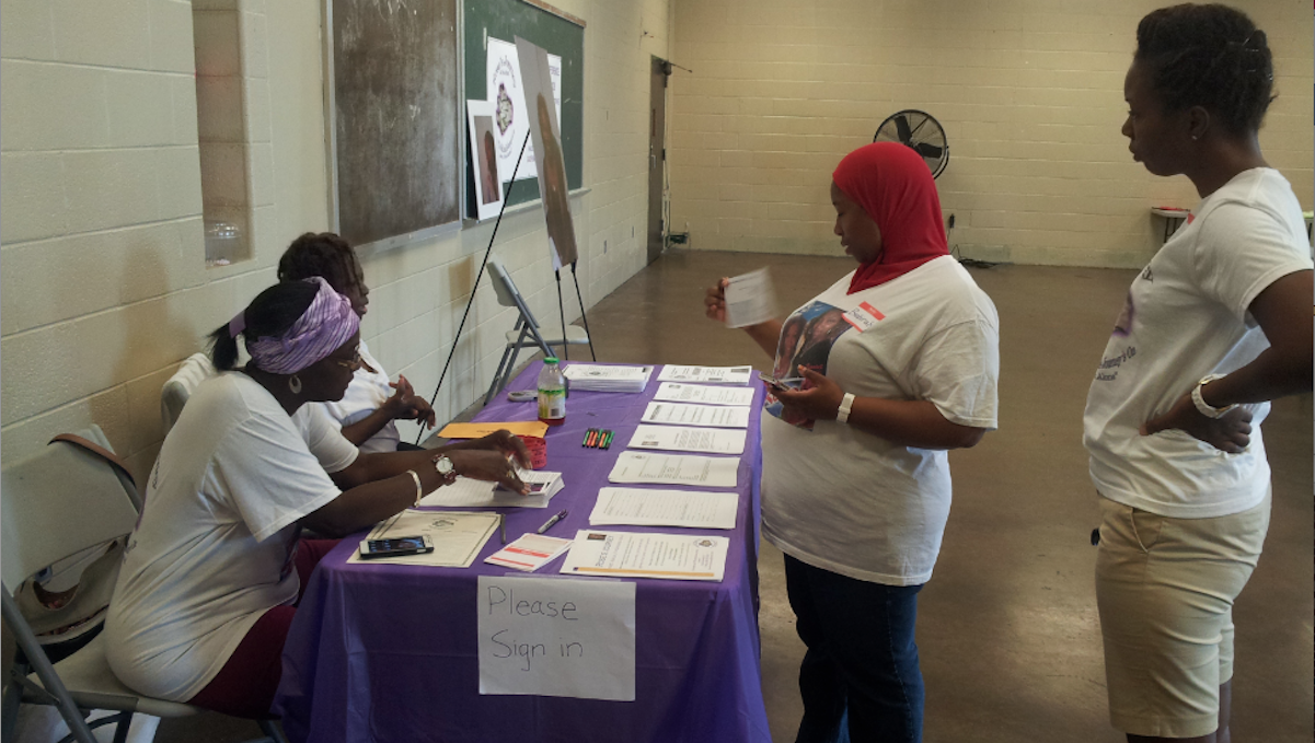  Members of Rose's Journey domestic-violence awareness group performed outreach at Sayre-Morris Recreation Center in West Philadelphia. (Photo courtesy of Rose's Journey) 