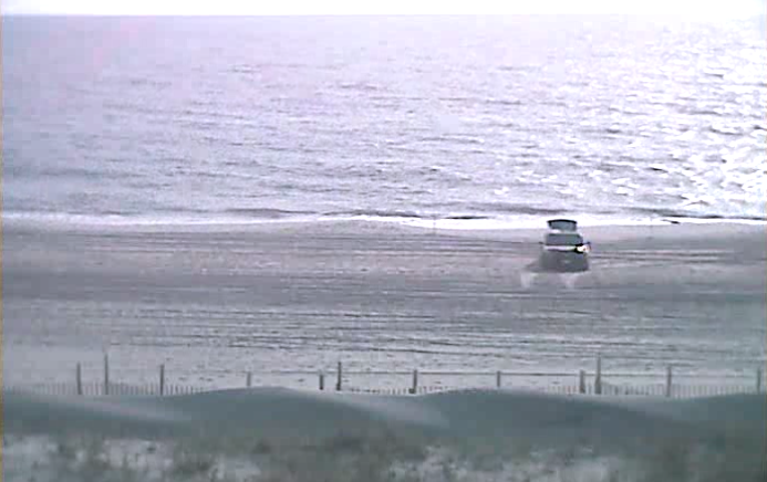  A fisherman on a mild Ship Bottom beach at 10:00 a.m. today. (Image: TheSurfersView.com) 