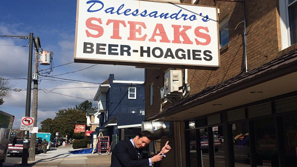  Jimmy Fallon outside Dalessandro's on Friday. (Courtesy of Jimmy Fallon's Instagram) 