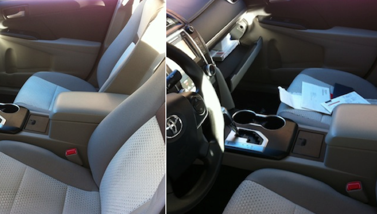  A Before-and-After shot of the Great Car 'Break-In' of 2013. (Solomon Jones/for NewsWorks) 