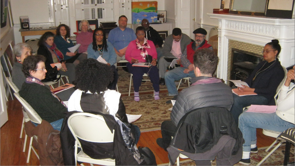  Members of the arts community gathered for Wednesday night's Germantown Artists Roundtable meeting. (Alaina Mabaso/for NewsWorks) 