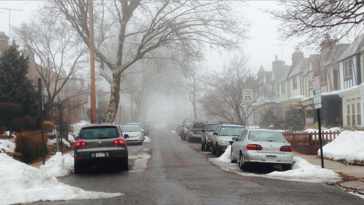  The 3300 block of Tilden St., between Vaux and Henry, is often lined on both sides with parked vehicles. (Brian Hickey/WHYY) 