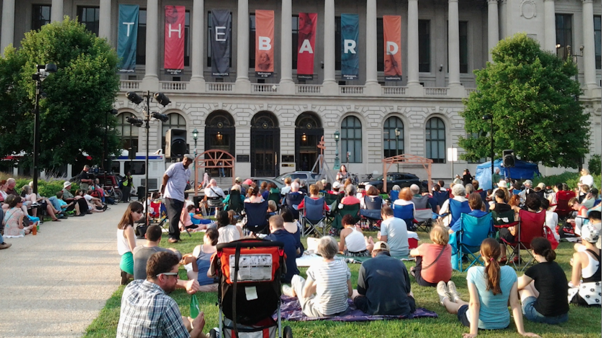  The Commonwealth Classic Theatre Company's opening night crowd at the Free Library. (Alaina Mabaso/for NewsWorks) 