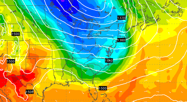 The GFS model output for Sunday morning