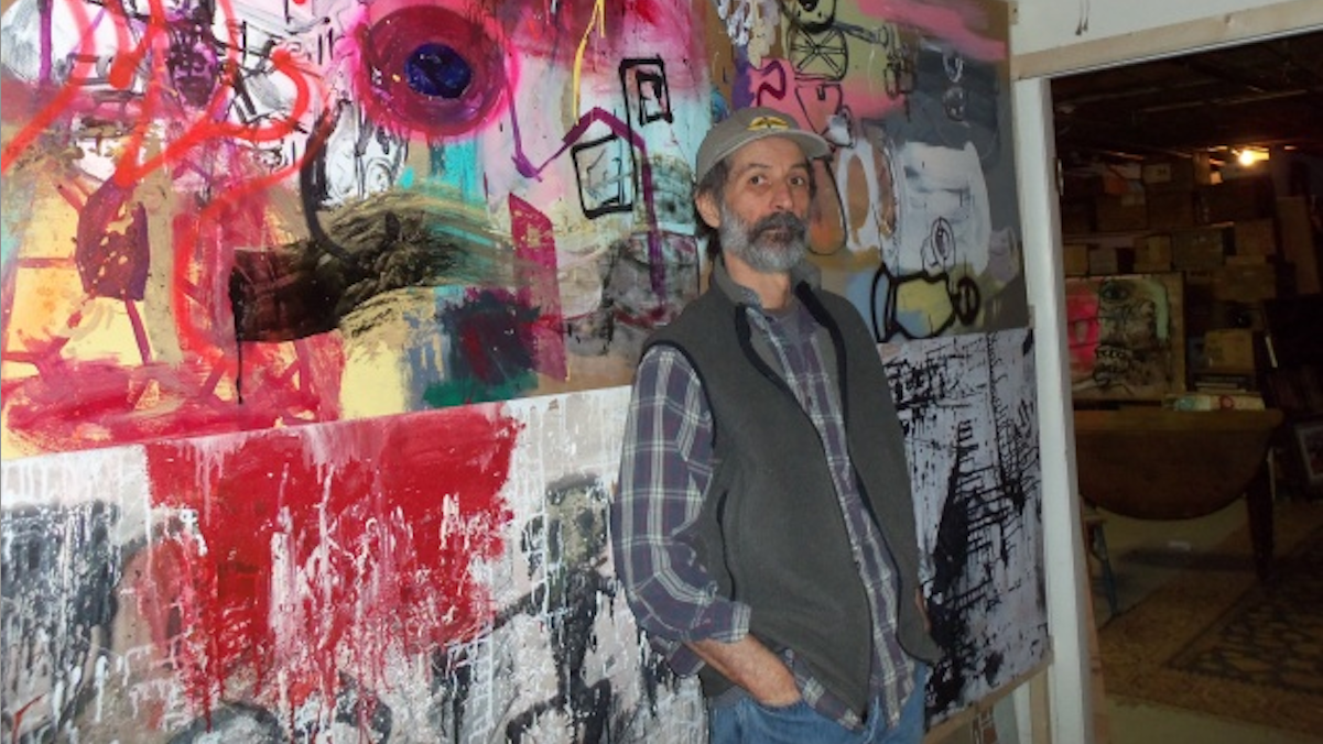  Calvin Schenkel is probably best known for his art and art direction on dozens of album covers for figures like Frank Zappa and Tom Waits. (Alaina Mabaso/for NewsWorks) 