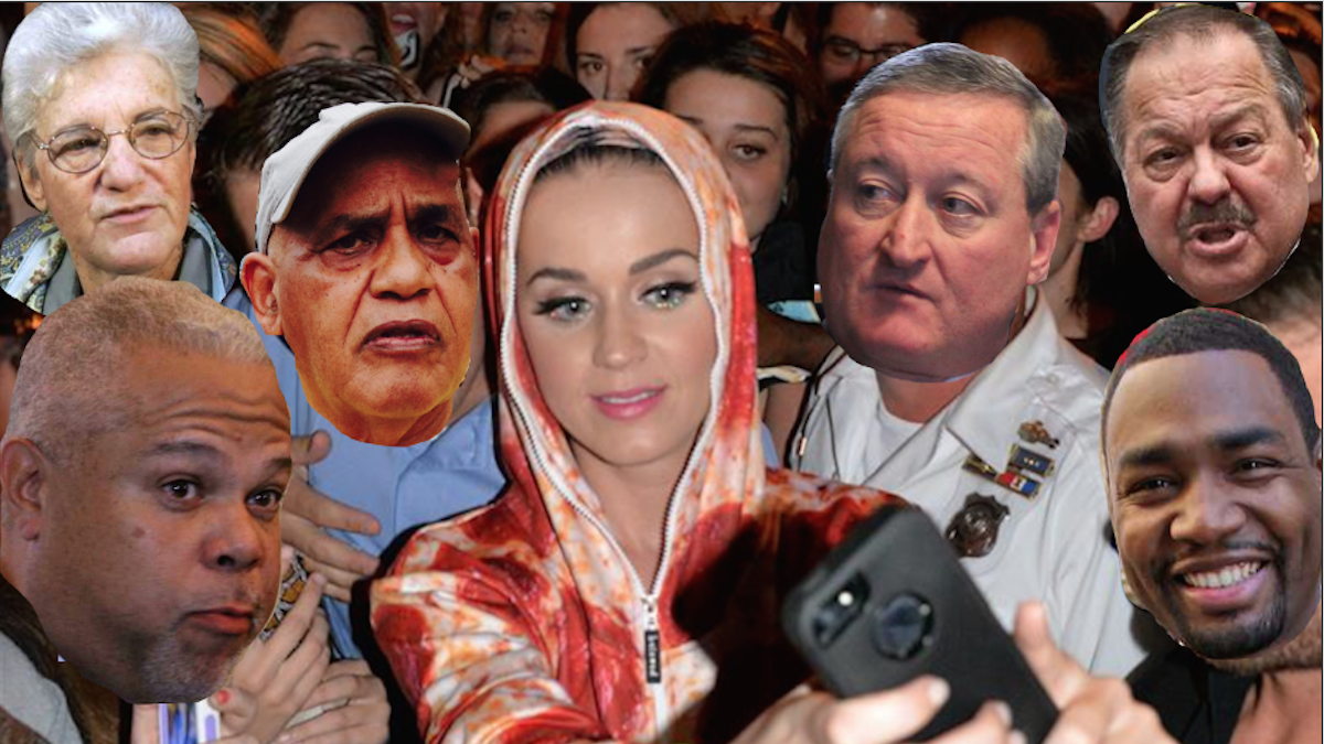  After an August concert, Katy Perry made good on a promise to meet her fans on the Art Museum steps. (NewsWorks illustration; original Perry photo courtesy of HughE Dillon) 