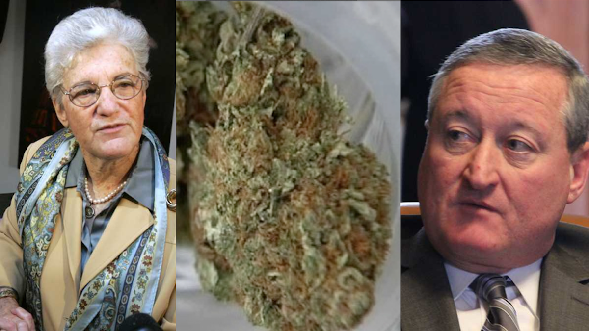  (L-R) Lynne Abraham, some weed, Jim Kenney. (NewsWorks illustration, file art) 