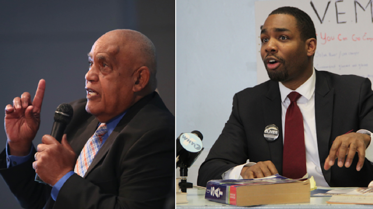  A couple of hours after Milton Street spoke at the WHYY/PenJerDel mayoral forum, Doug Oliver released an education-plan addendum. (Stephanie Aaronson/The Next Mayor; Emma Lee/WHYY) 