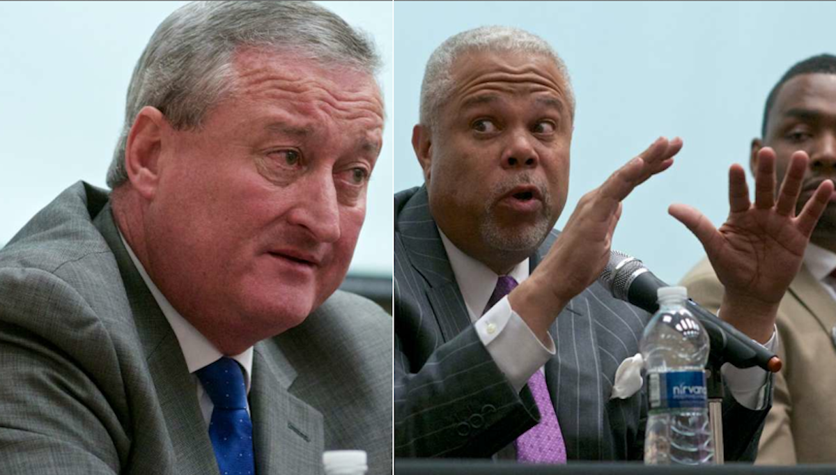  Jim Kenney and Anthony Hardy Williams were at Wednesday night's mayoral forum in Mt. Airy at separate times. (Bastiaan Slabbers/for NewsWorks) 