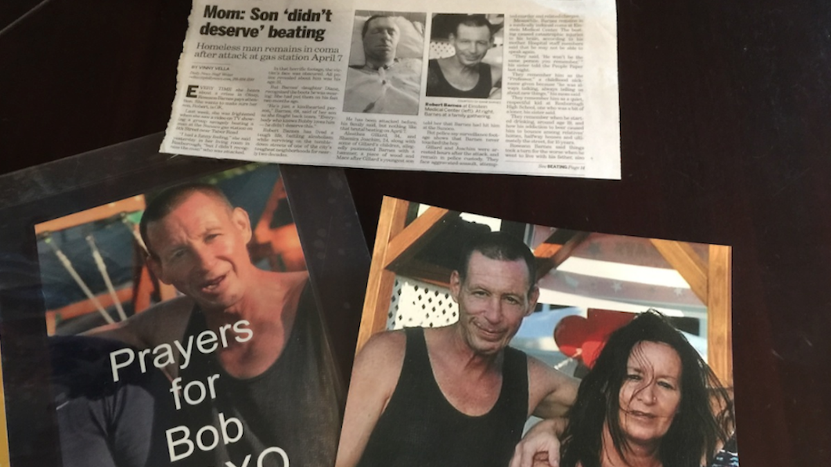  Diane Barnes hopes her brother Robert will recover from injuries sustained during a brutal group assault in April. (Brian Hickey/WHYY) 