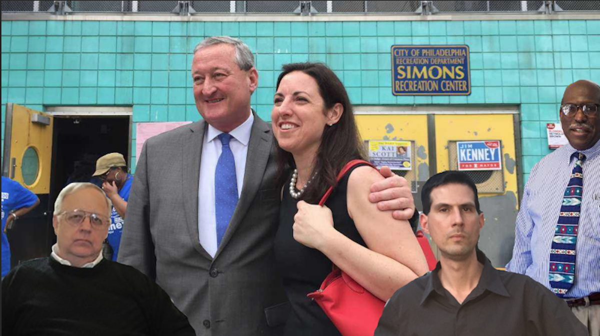  While Jim Kenney and Melissa Murray Bailey (second and third from left) are invited to all four mayoral debates, third-party candidates Jim Foster, Boris Kindij and Osborne Hart will only appear at one. (NewsWorks file art/photoshop) 