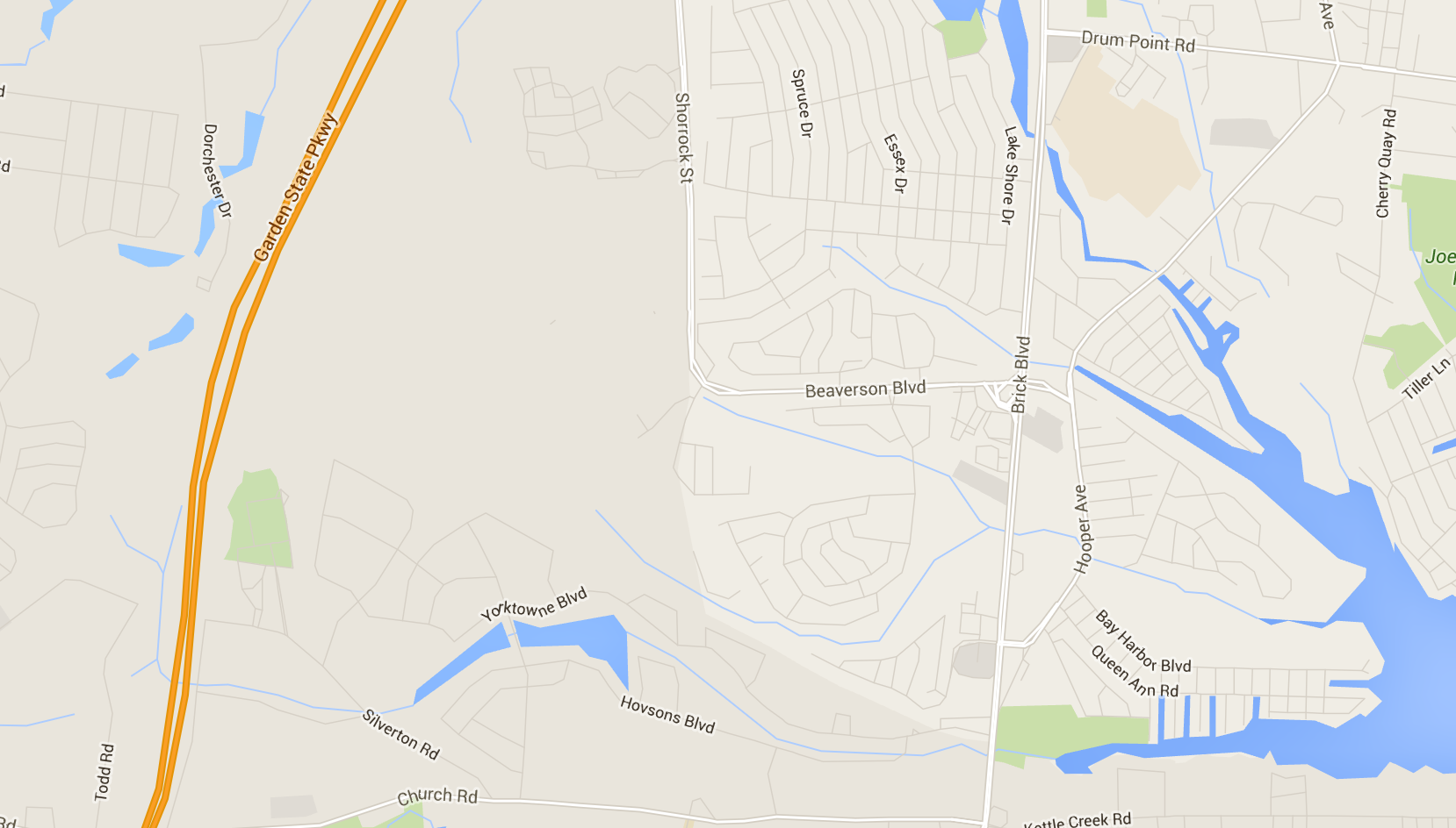 A possible human skull was found in a wooded area in the Lake Riveria section of Brick. (Image: Google Maps)