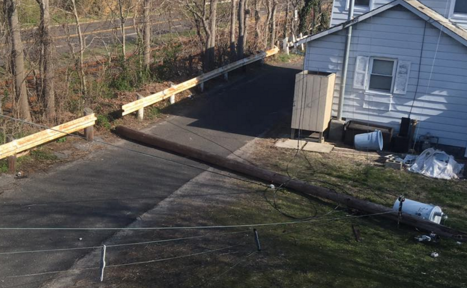 A downed utility pole in Avon by JSHN contributor Mike Randisi.