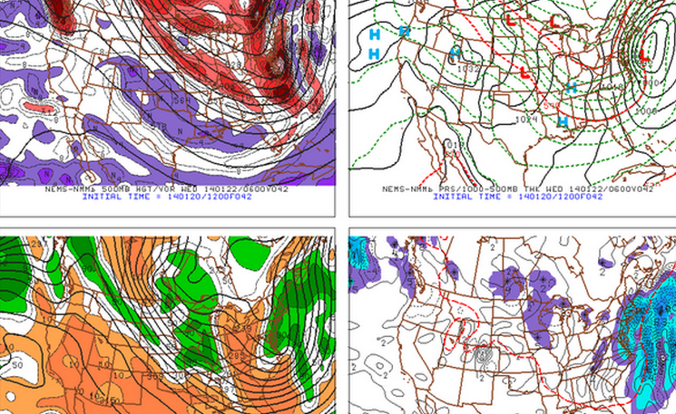  Overnight/morning model runs, indicating a stronger storm than earlier on Sunday. (Images courtesy of New York Metro Weather)  