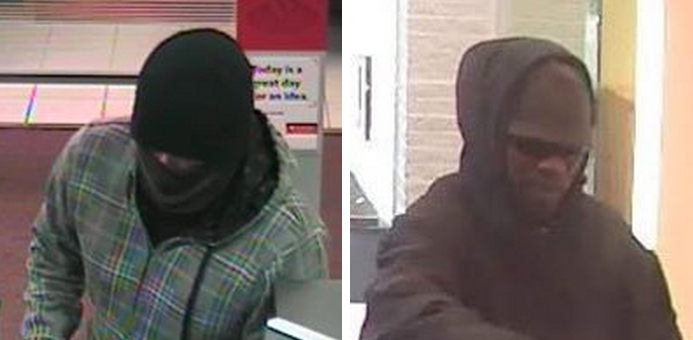  The Toms River Police Department has released an images of the Friday bank robbery suspects: Santander Bank (left) and TD Bank (right). 