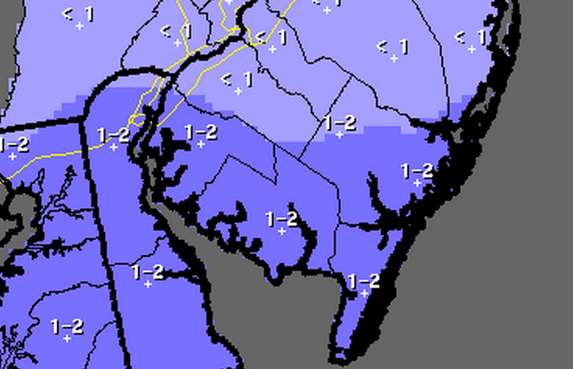  National Weather Service snowfall forecast for Wednesday.  