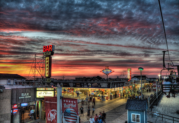  The Seaside Heights boardwalk at sunset on July 11, 2011. (Image: KimCarpenter NJ via Flickr) 