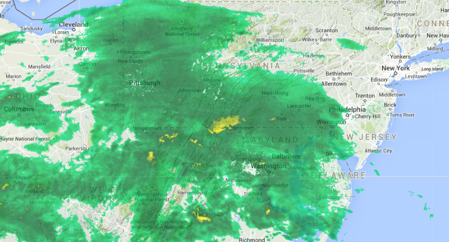  Rain approaching New Jersey this afternoon. (Image: Weather Underground) 