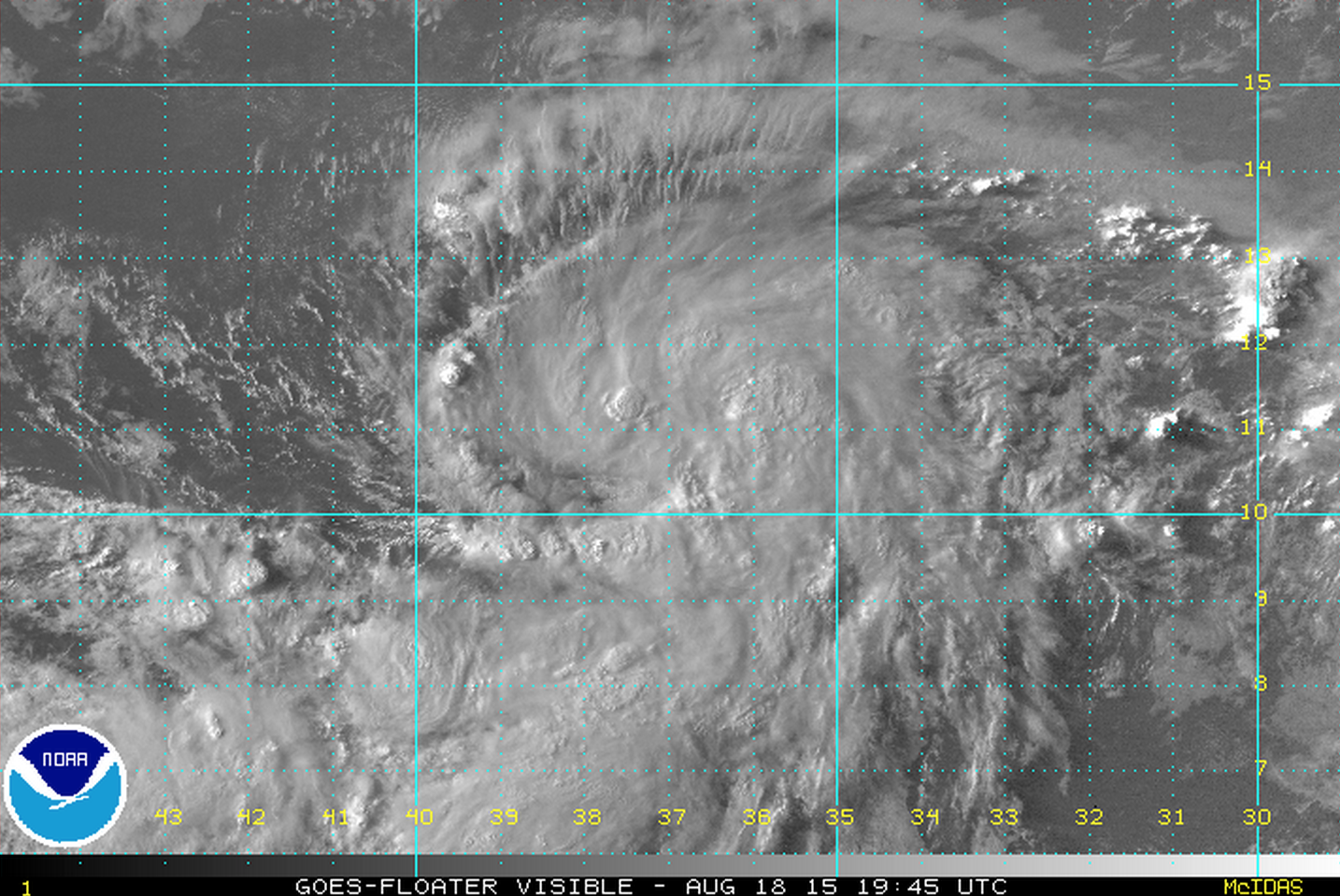  A visible satellite image of the newly formed Tropical Storm Danny taken late this afternoon. (Image: NOAA) 