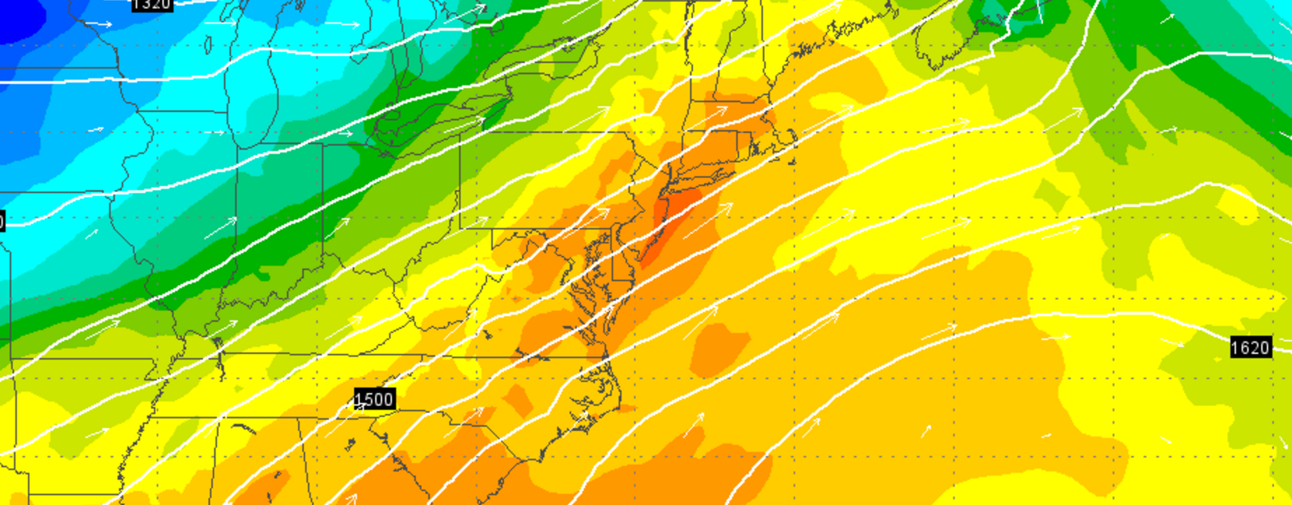  Warm air surging northward during the afternoon of Christmas Eve as depicted on the EURO model. (Image: Weather Underground) 