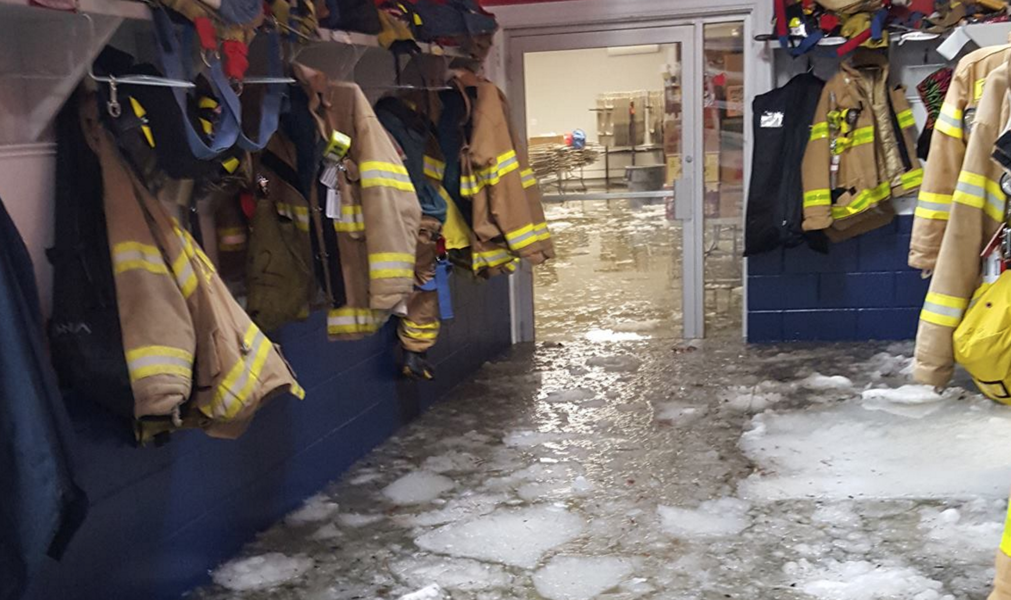  Icy tidal waters in the Beach Haven Volunteer Fire Company station house Saturday evening.  