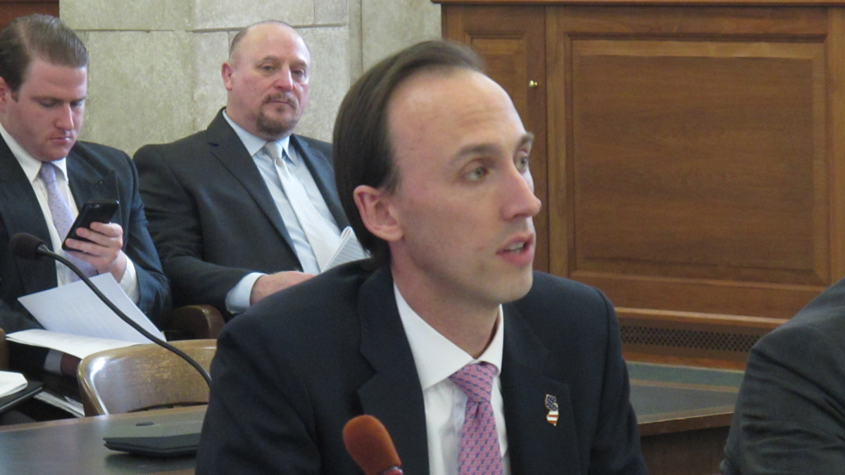 Acting New Jersey treasurer Ford Scudder says cutting the costs of state workers' health care would enable the state to contribute enough to its dwindling pension funds over 10 years to reach a 