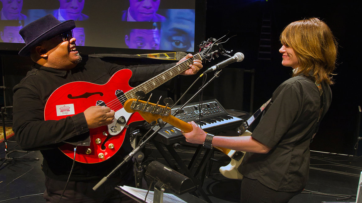 Stew and his collaborator Heidi Rodewald in 'Notes of a Native Song.' The picture from the show