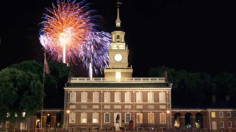 Fireworks at Independence Hall photo via ShutterStock
