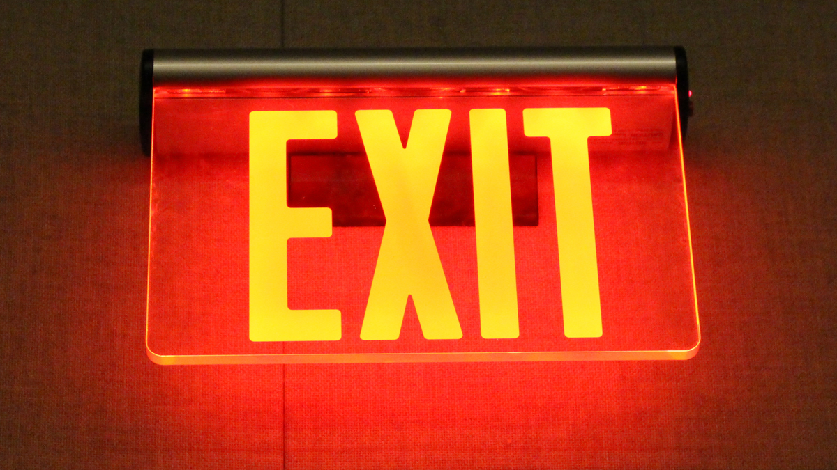  (<a href='http://www.shutterstock.com/pic-158661020/stock-photo-exit-sign.html'>Exit sign</a> image courtesy of Shutterstock.com) 