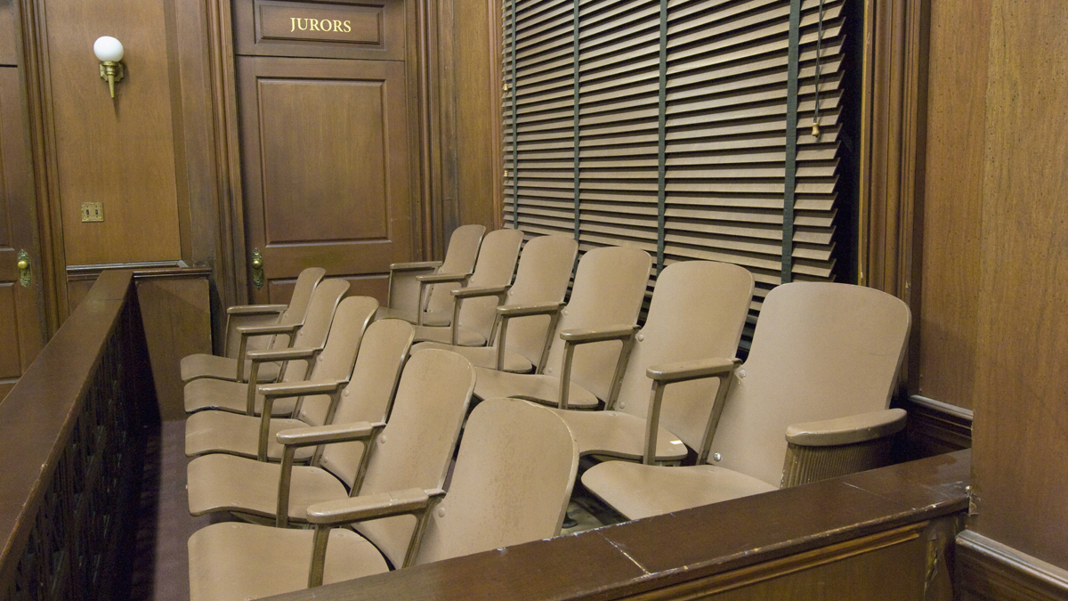  (<a href='http://www.shutterstock.com/pic-121502677/stock-photo-side-view-of-a-empty-jury-box-in-the-courthouse.html'>Jury box image</a> courtesy of Shutterstock.com) 