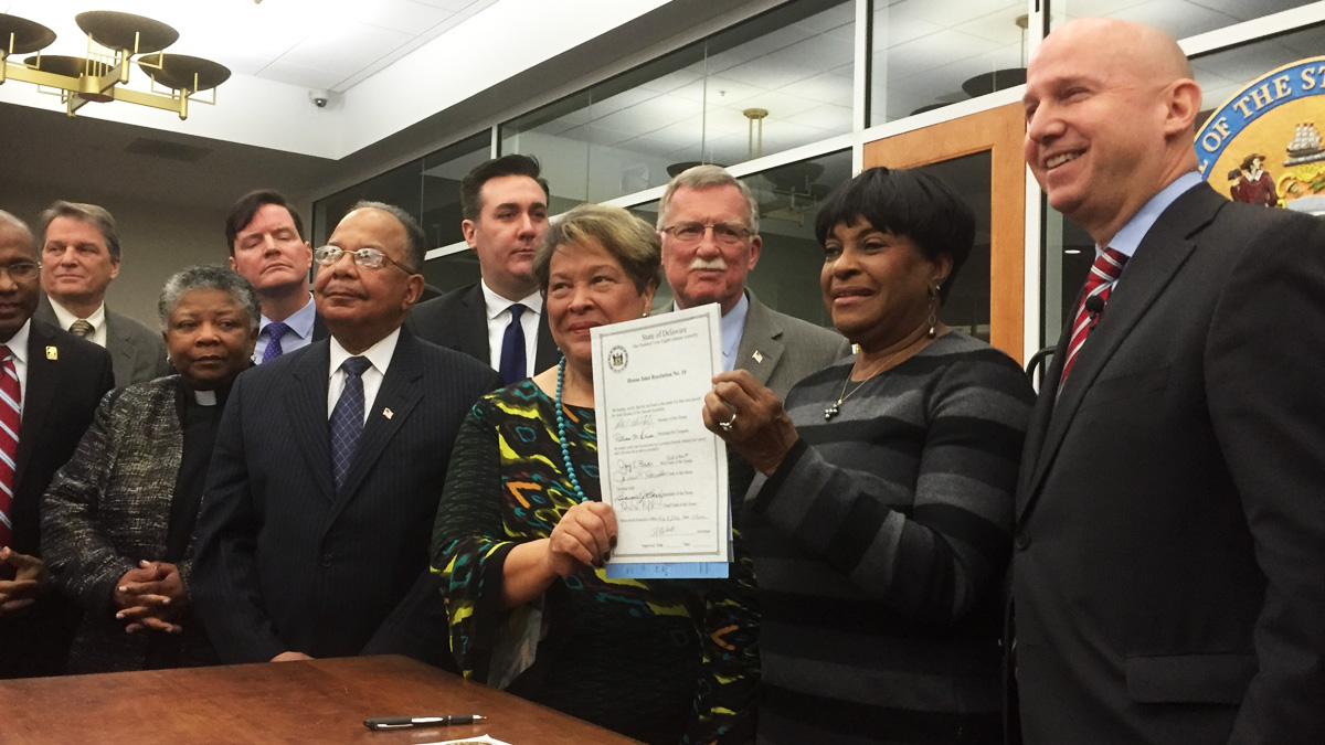  Gov. Jack Markell signed a resolution Wednesday apologizing for Delaware's historic role in slavery.  