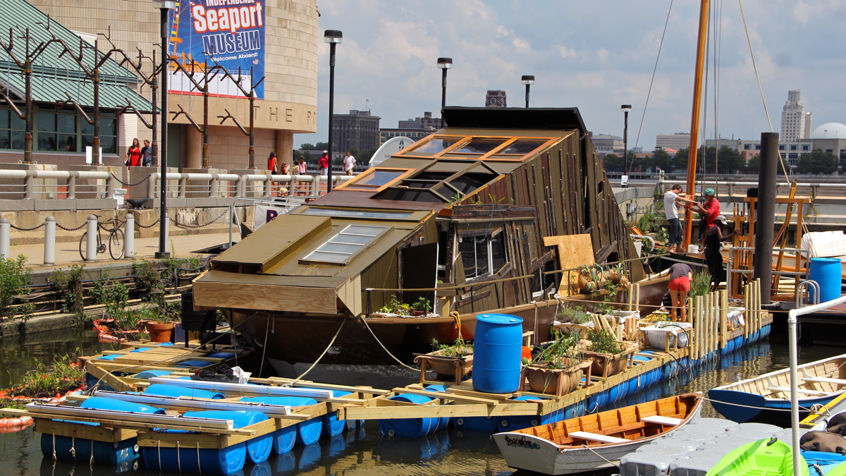  WetLand, a world premiere, floating, interactive art installation moored on the Delaware River. (Emma Lee/for NewsWorks) 